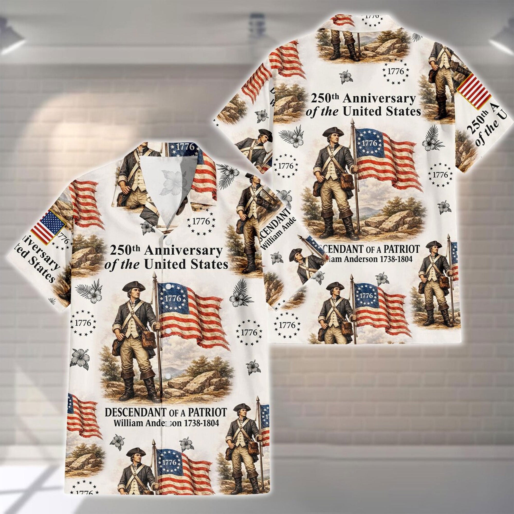 America 250th Anniversary Shirt, Patriotic Independence Day Hawaiian Aloha Shirt