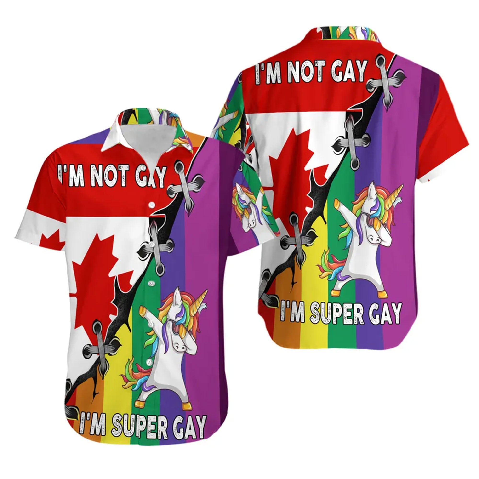 I’m Super Gay Hawaiian Shirt, Funny LGBT Rainbow Pride Aloha Shirt