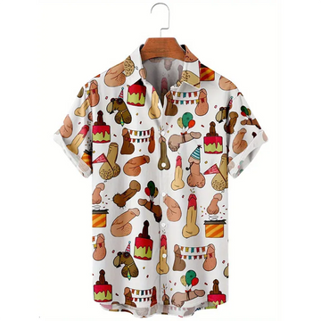 Mens Novelty Hawaiian Shirt, Funny Beach Button Up Aloha Summer Shirt