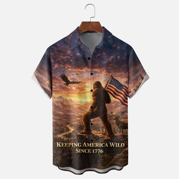 Bigfoot Hawaiian Shirt, USA 250th Anniversary 4th of July Moisture Wicking Aloha Shirt