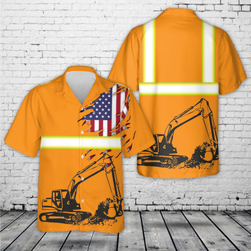 Excavator Hawaiian Shirt Construction Worker Aloha Shirt Father’s Day Gift