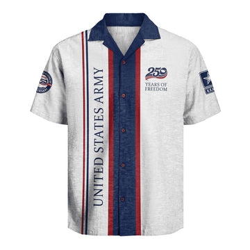 US Army America 250 Shirt, Military Patriotic Aloha Beach Shirt