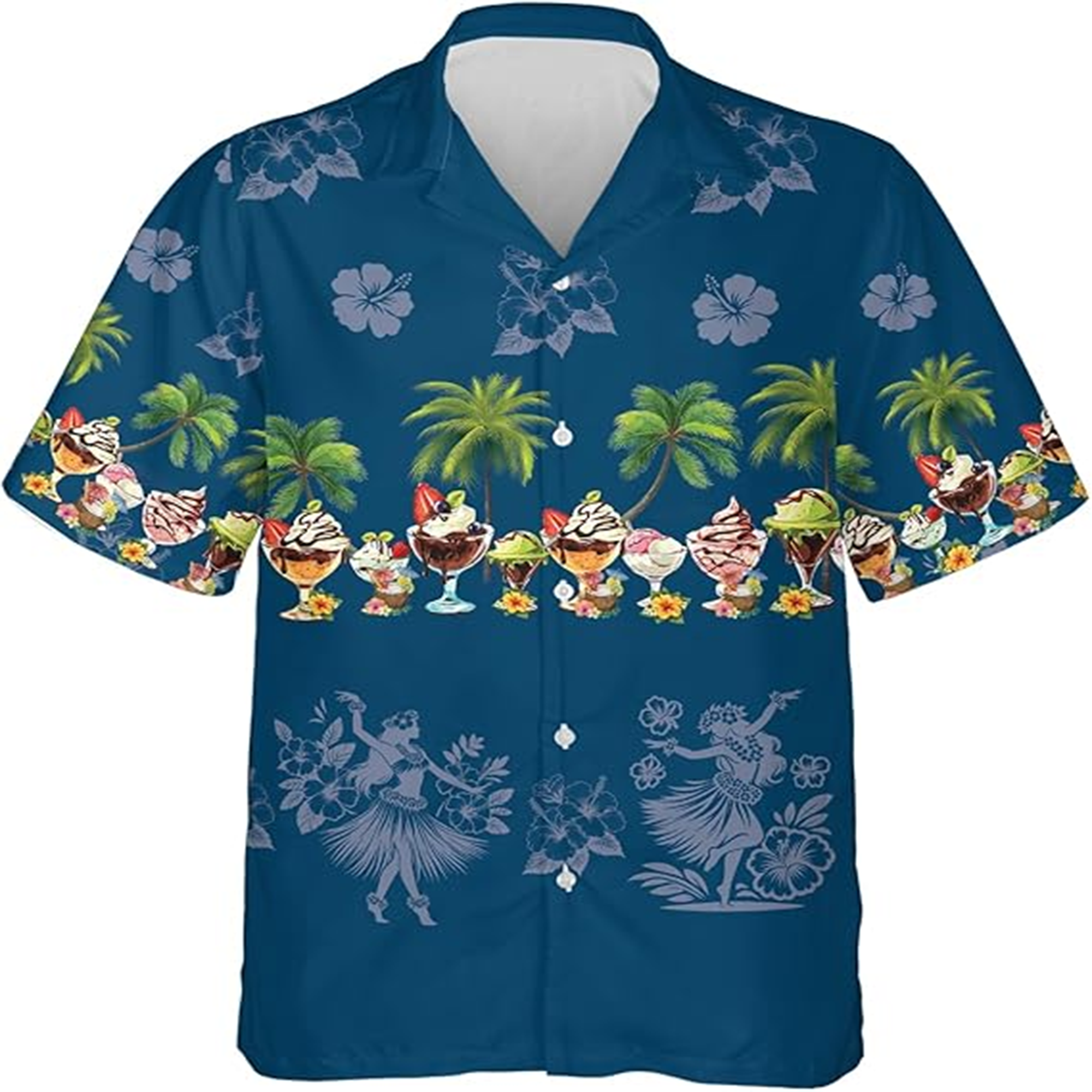Ice Cream Tropical Hawaiian Shirt, Cute Summer Beach Aloha Shirt