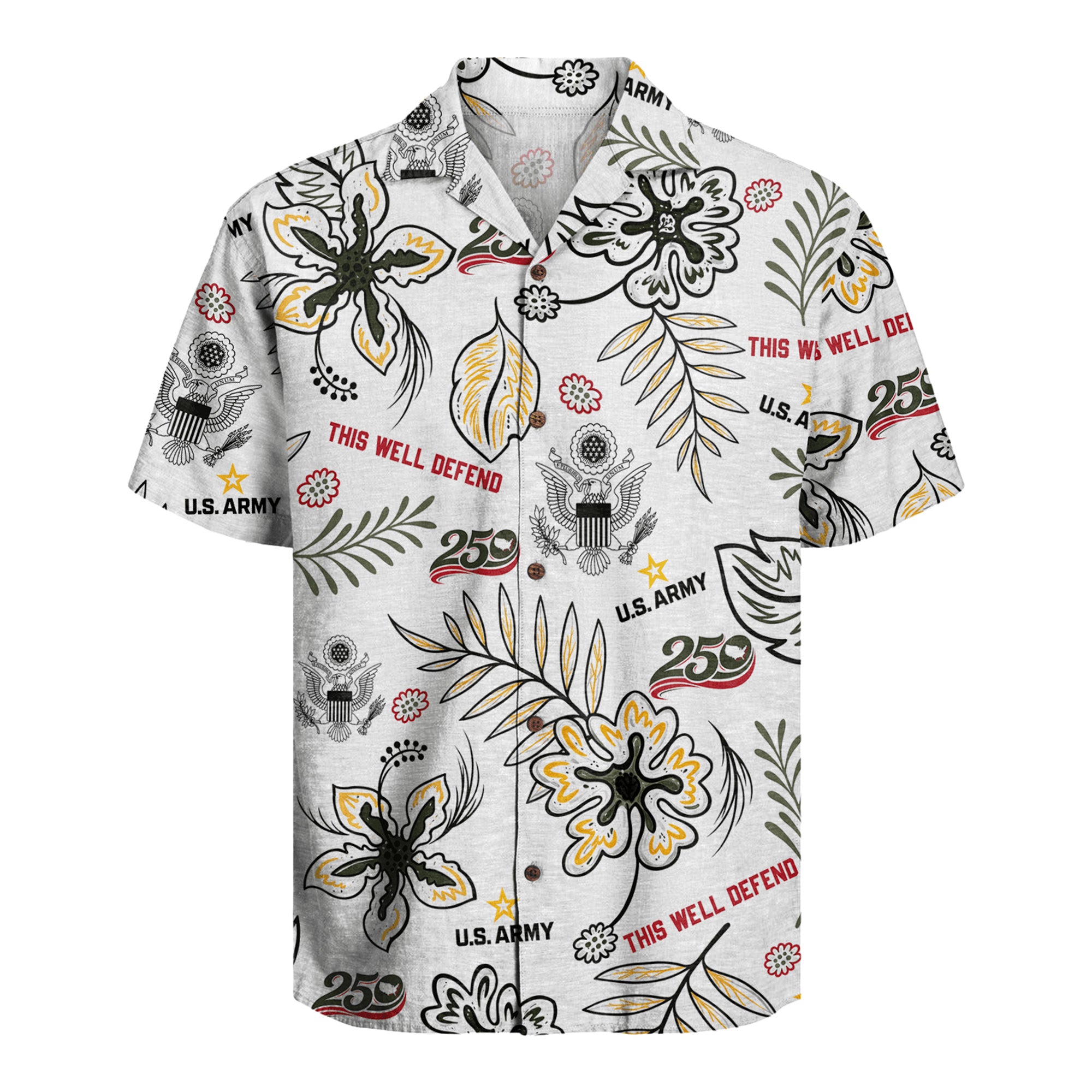 Military Patriotic Hawaiian Shirt, US Army 250th Anniversary Aloha Shirt