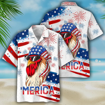 Independence Day Chicken Hawaii Shirt Funny Patriotic Aloha Beach Shirt