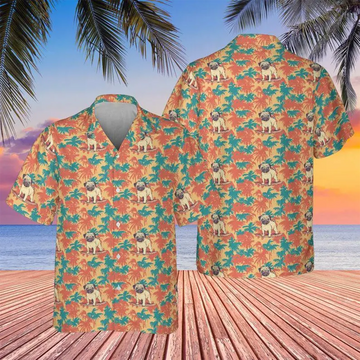 Funny Neon Pug Shirt Retro Dog Hawaiian Aloha Summer Wear