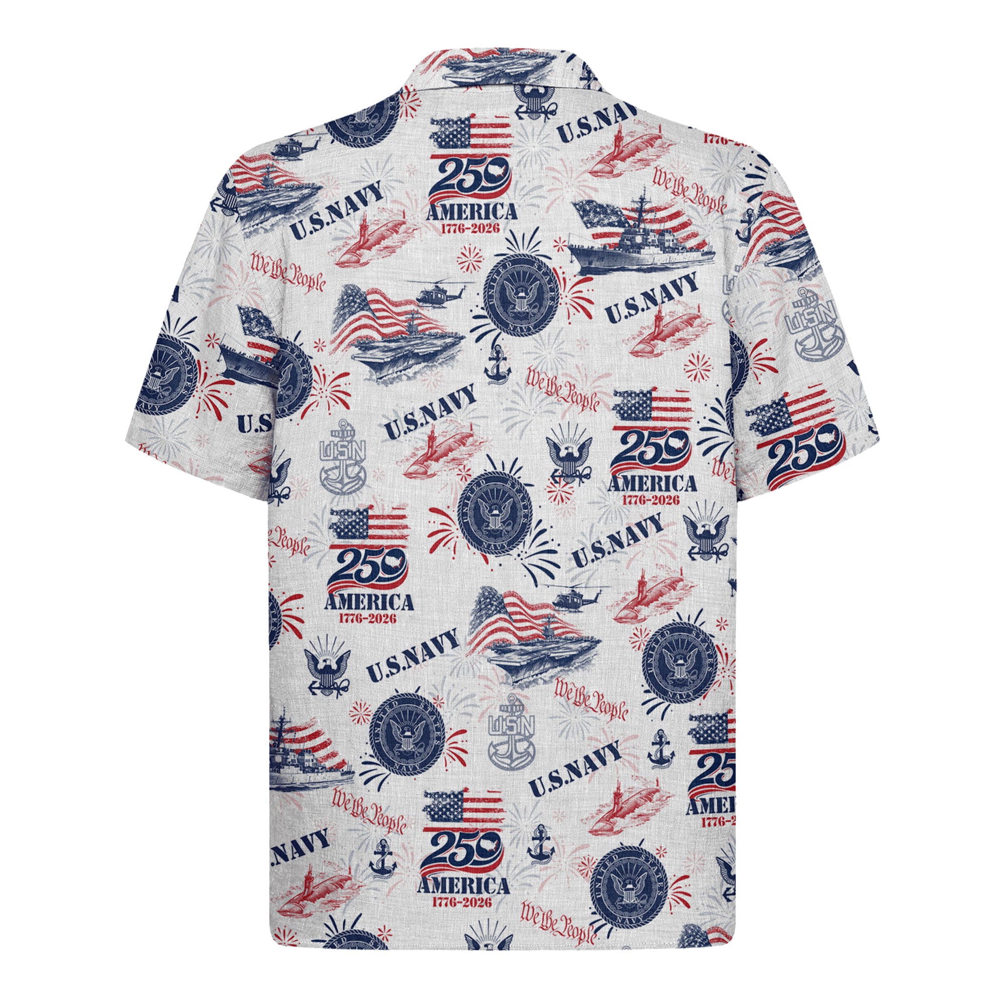 US Navy Hawaiian Shirt, America 250th Anniversary Patriotic Aloha Shirt