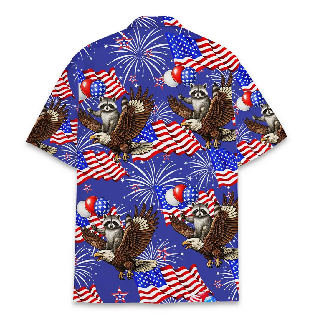 Patriotic Raccoon Hawaiian Shirtt, USA 4th of July Animal Lover Aloha Shirt