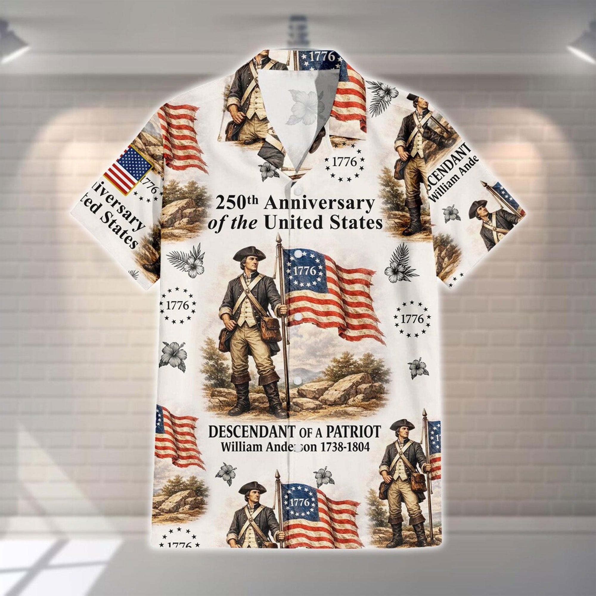 America 250th Anniversary Shirt, Patriotic Independence Day Hawaiian Aloha Shirt