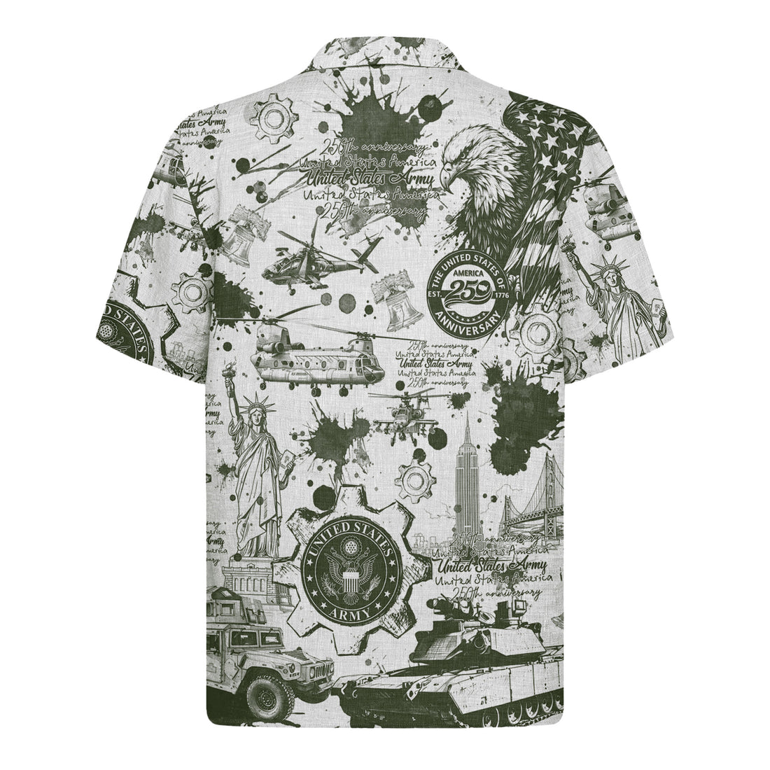 US Army Aloha Shirt, America 250th Anniversary Military Beach Shirt