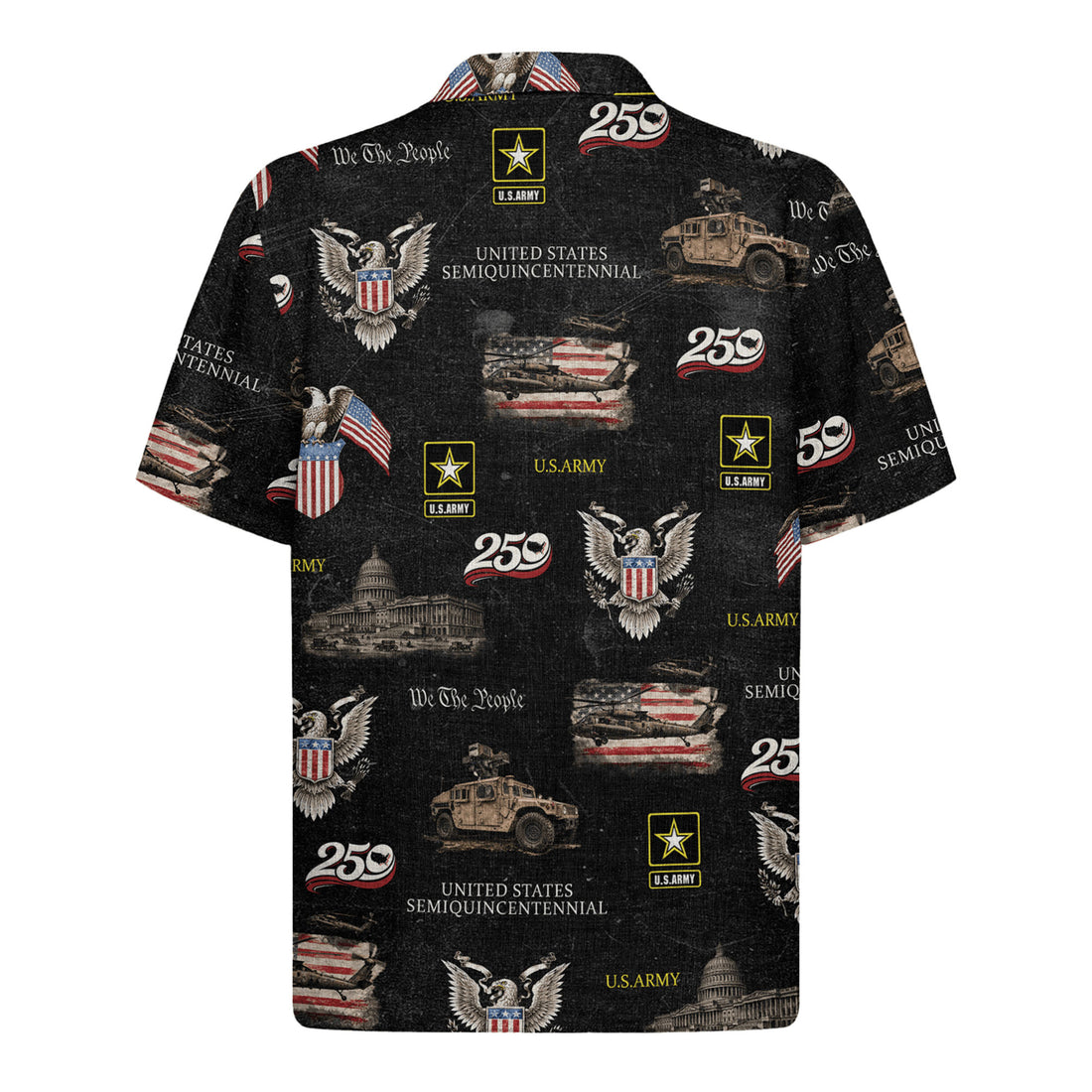 US Army America 250 Aloha Shirt, Patriotic Military Beach Hawaiian Shirt
