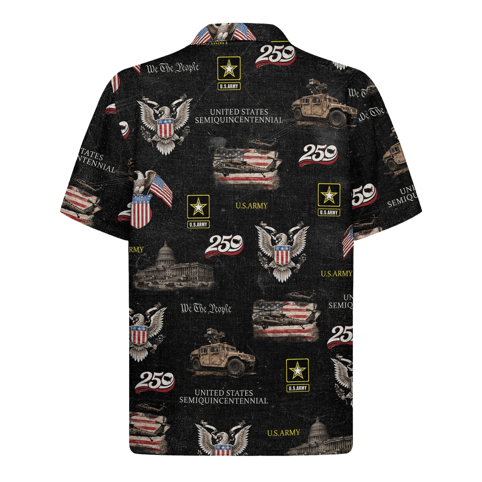 US Army America 250 Aloha Shirt, Patriotic Military Beach Hawaiian Shirt