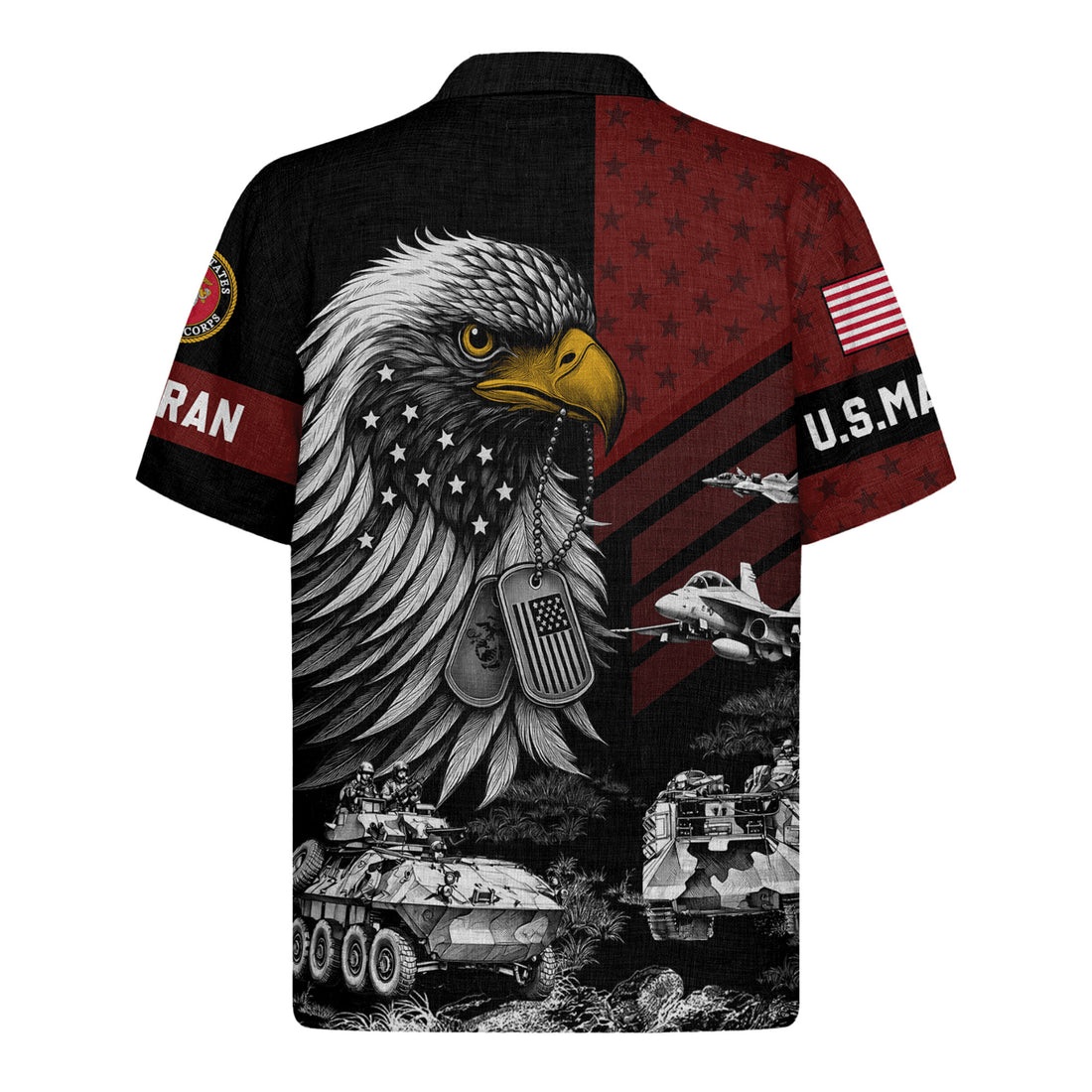 US Marine Corps 250th Shirt, Military Veteran Patriotic Hawaiian Shirt