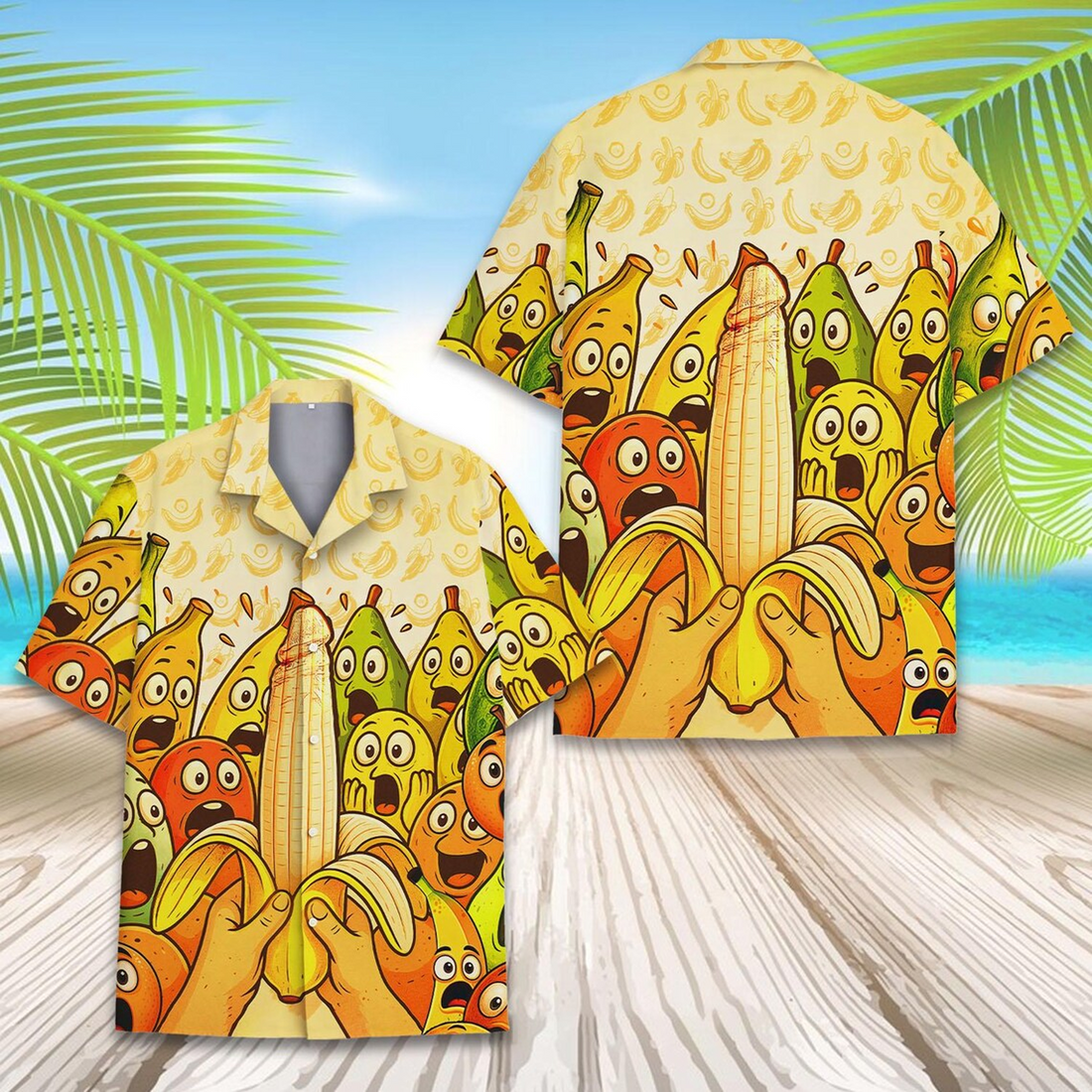 Funny Banana Hawaiian Shirt Cute Tropical Summer Vacation Beach Outfit