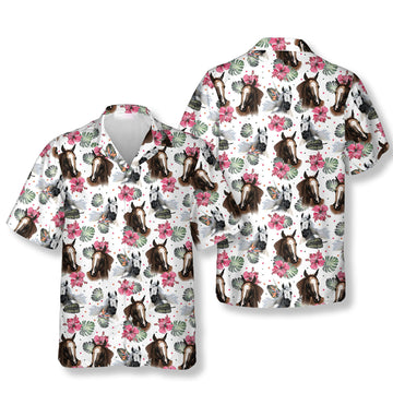 Horse Heads Floral Hawaiian Shirt, Horse Lover Aloha Shirt for Men