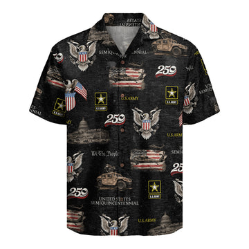 US Army America 250 Aloha Shirt, Patriotic Military Beach Hawaiian Shirt