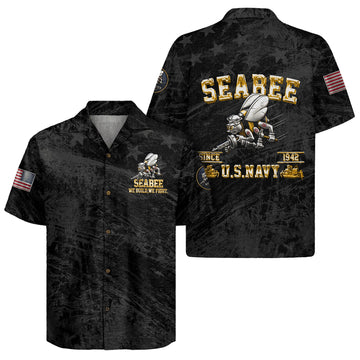US Navy Seabees Aloha Shirt, 250th Anniversary Patriotic Beach Shirt
