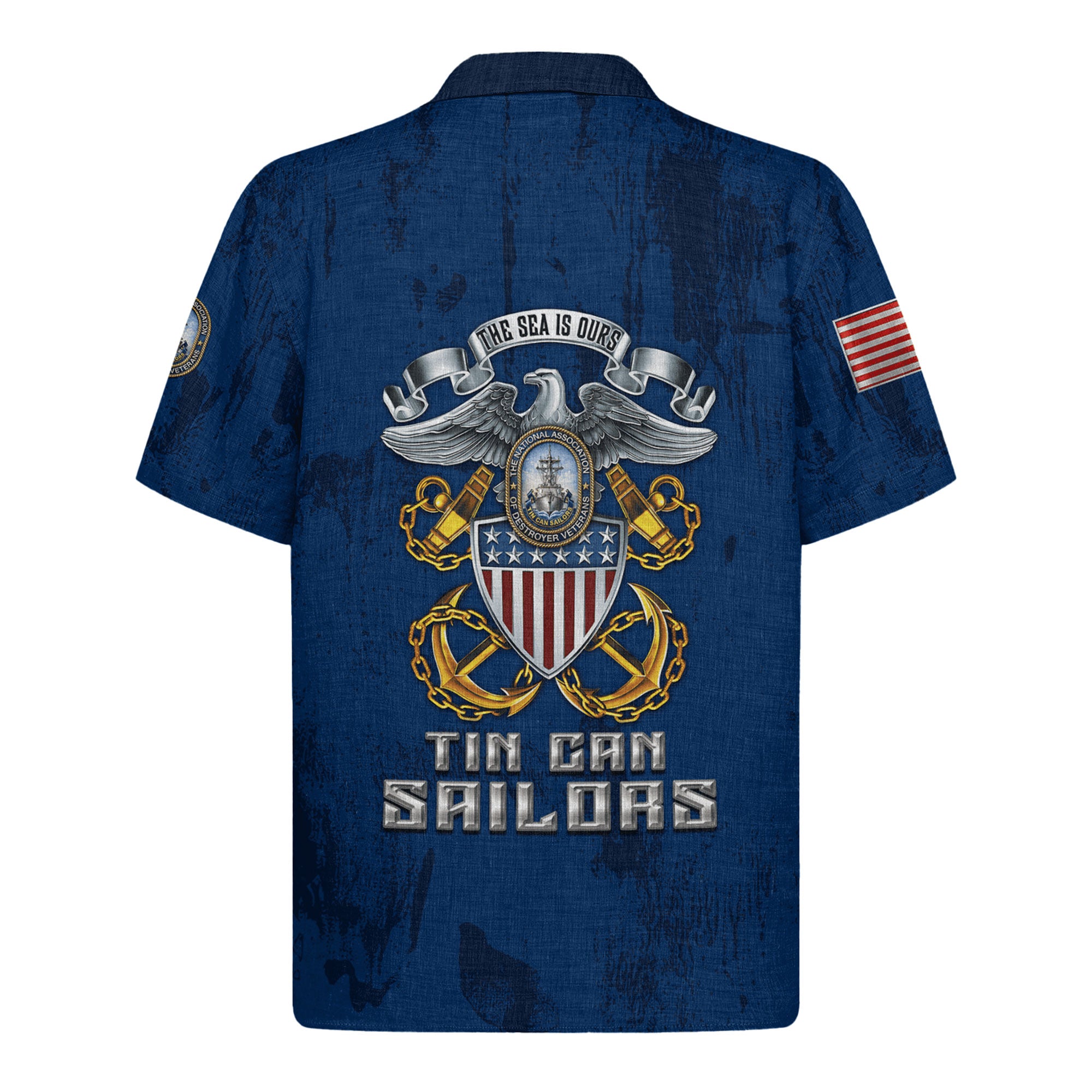 US Navy Tin Can Sailors Hawaiian Shirt, 250th Anniversary Patriotic Aloha Shirt