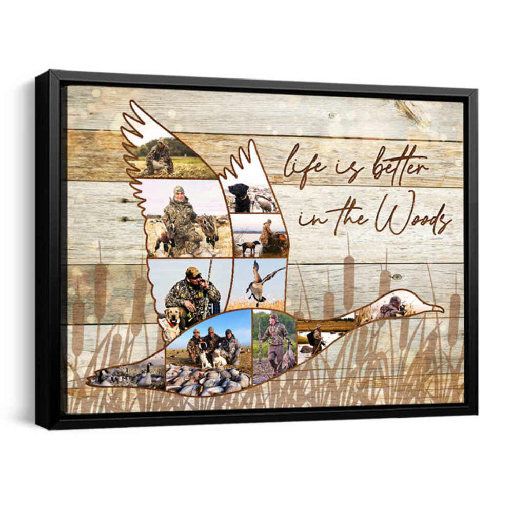 Custom Duck Hunting Collage Canvas, Personalized Waterfowl Hunter Rustic Wall Art