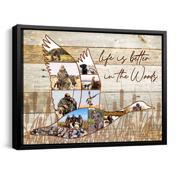 Custom Duck Hunting Collage Canvas, Personalized Waterfowl Hunter Rustic Wall Art