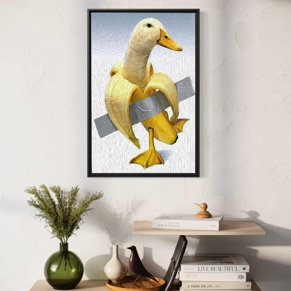 Duck Banana Surreal Canvas Wall Art – Humorous Animal Artwork for Modern Decor