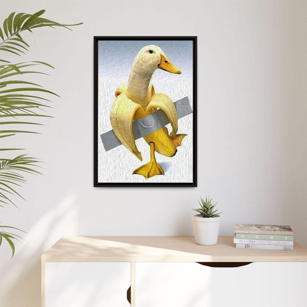 Duck Banana Surreal Canvas Wall Art – Humorous Animal Artwork for Modern Decor