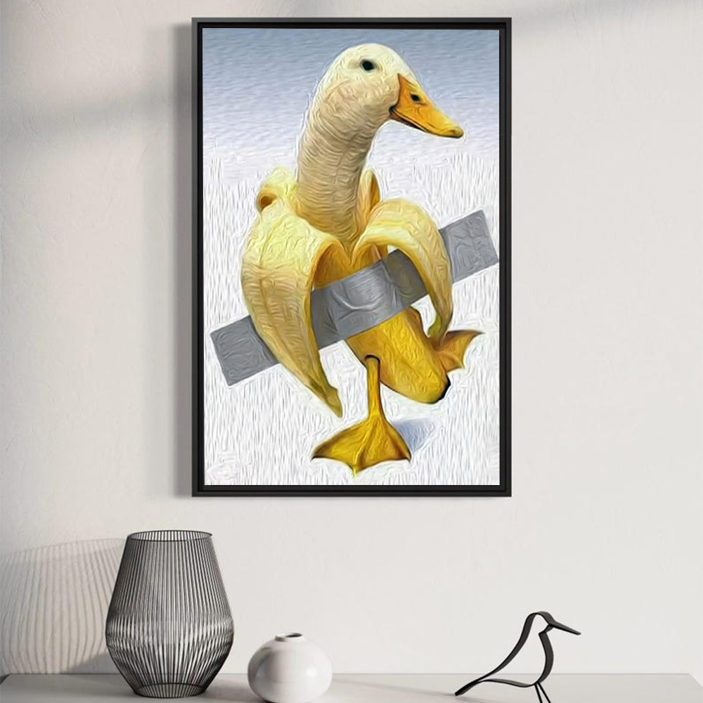 Duck Banana Surreal Canvas Wall Art – Humorous Animal Artwork for Modern Decor