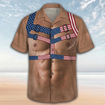 The Patriotic Flex US Flag Muscle Harness Hawaiian Shirt