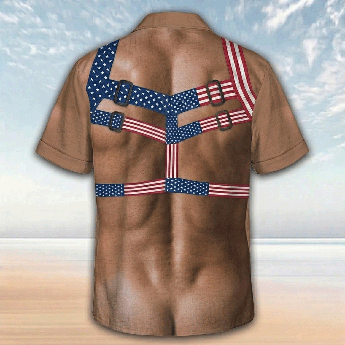 The Patriotic Flex US Flag Muscle Harness Hawaiian Shirt