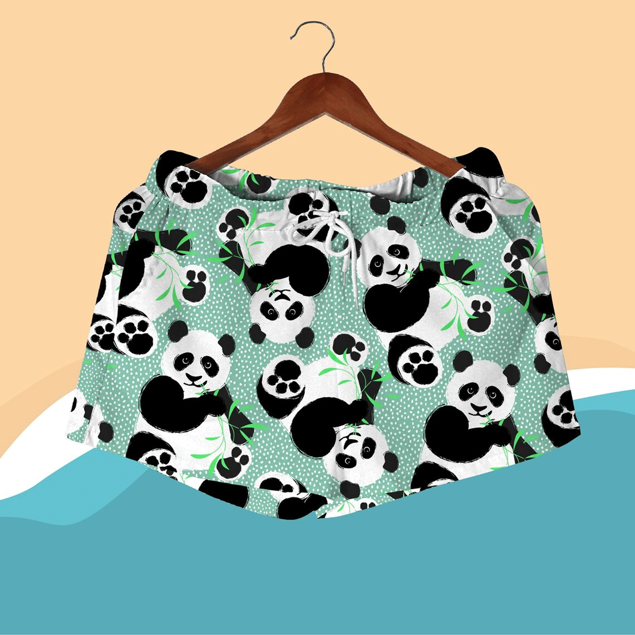 Kawaii Panda Hawaiian Shirt  Cute Animal Aloha Button Down Summer Beach Matching Set