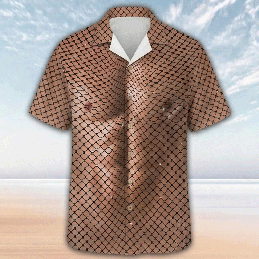 Men's Novelty Fishnet Muscle Hawaiian Shirt  3D Printed Wear