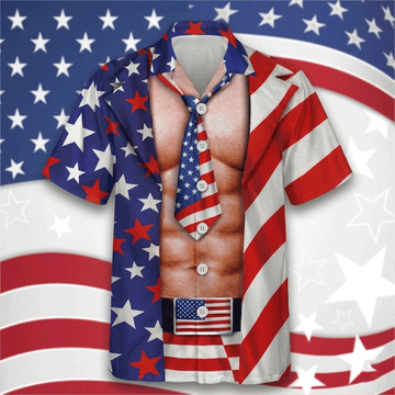 Funny 4th of July Illusion Muscle Shirt  Patriotic Fake Abs Tee for Men