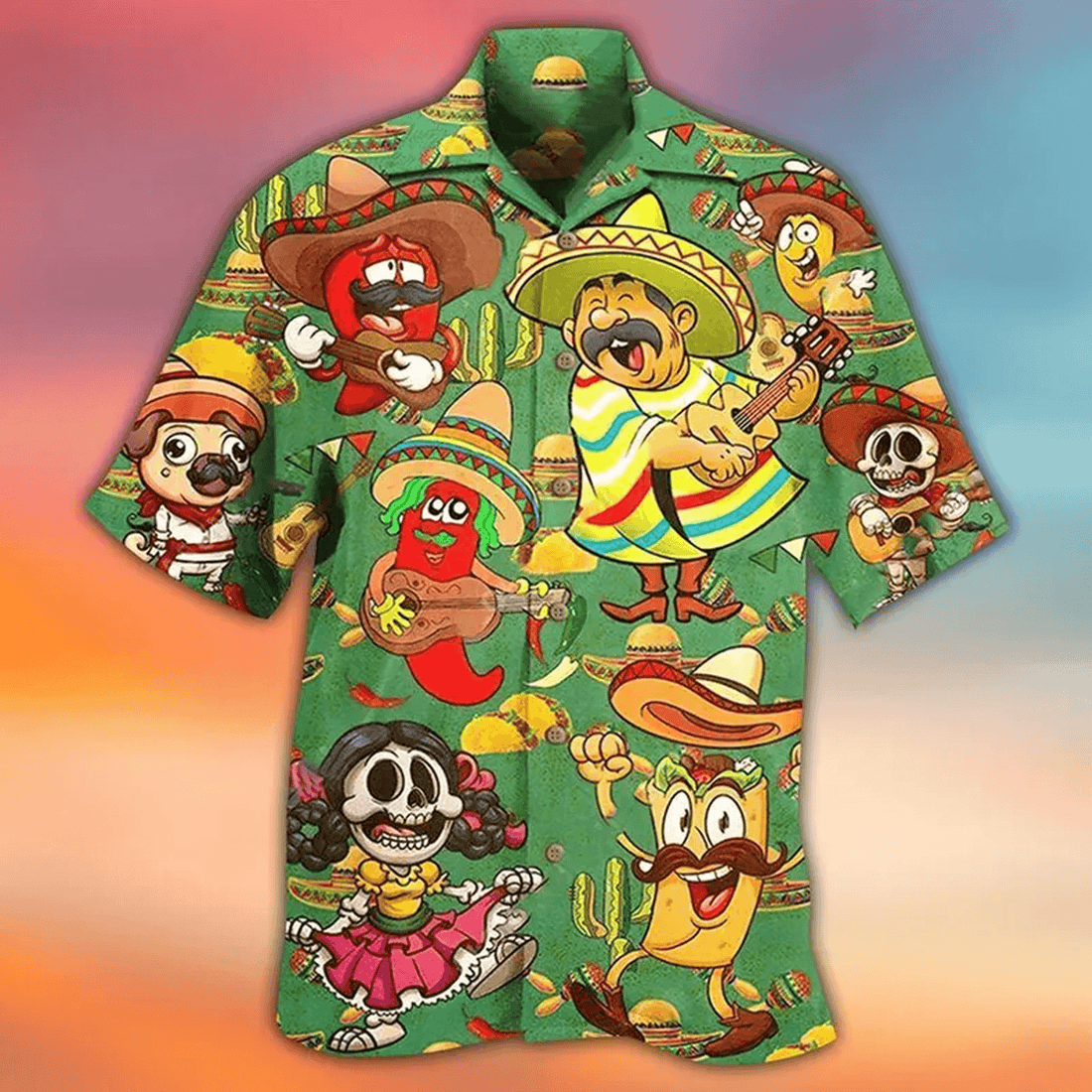 Mexican Food Hawaiian Shirt – Funny Food Dice Aloha Shirt, Summer Beach Button Down for Men Women