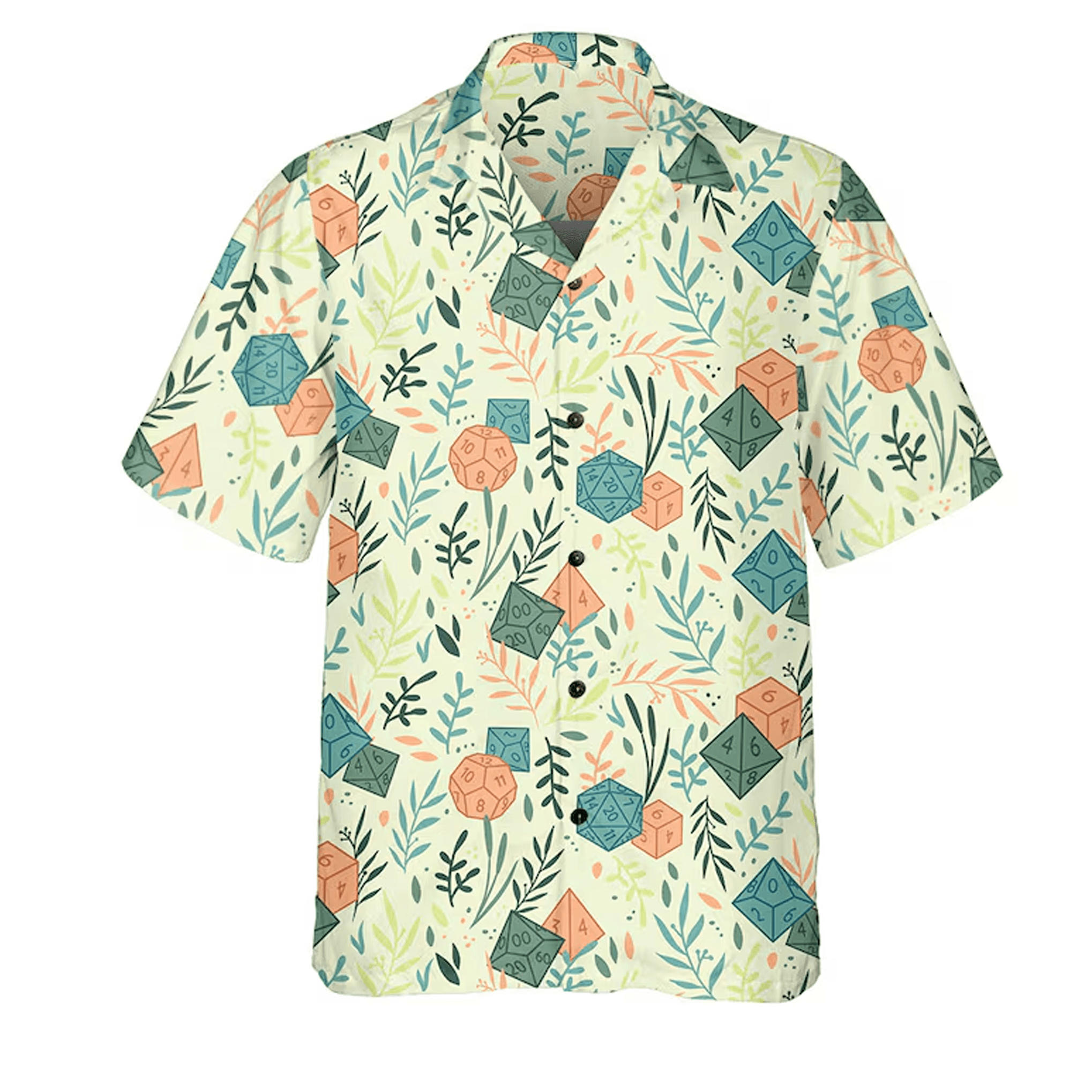 DnD Hawaiian Shirt  RPG Dice Print Aloha Button Up Dungeon Master Gift for Dungeons & Dragons Fans