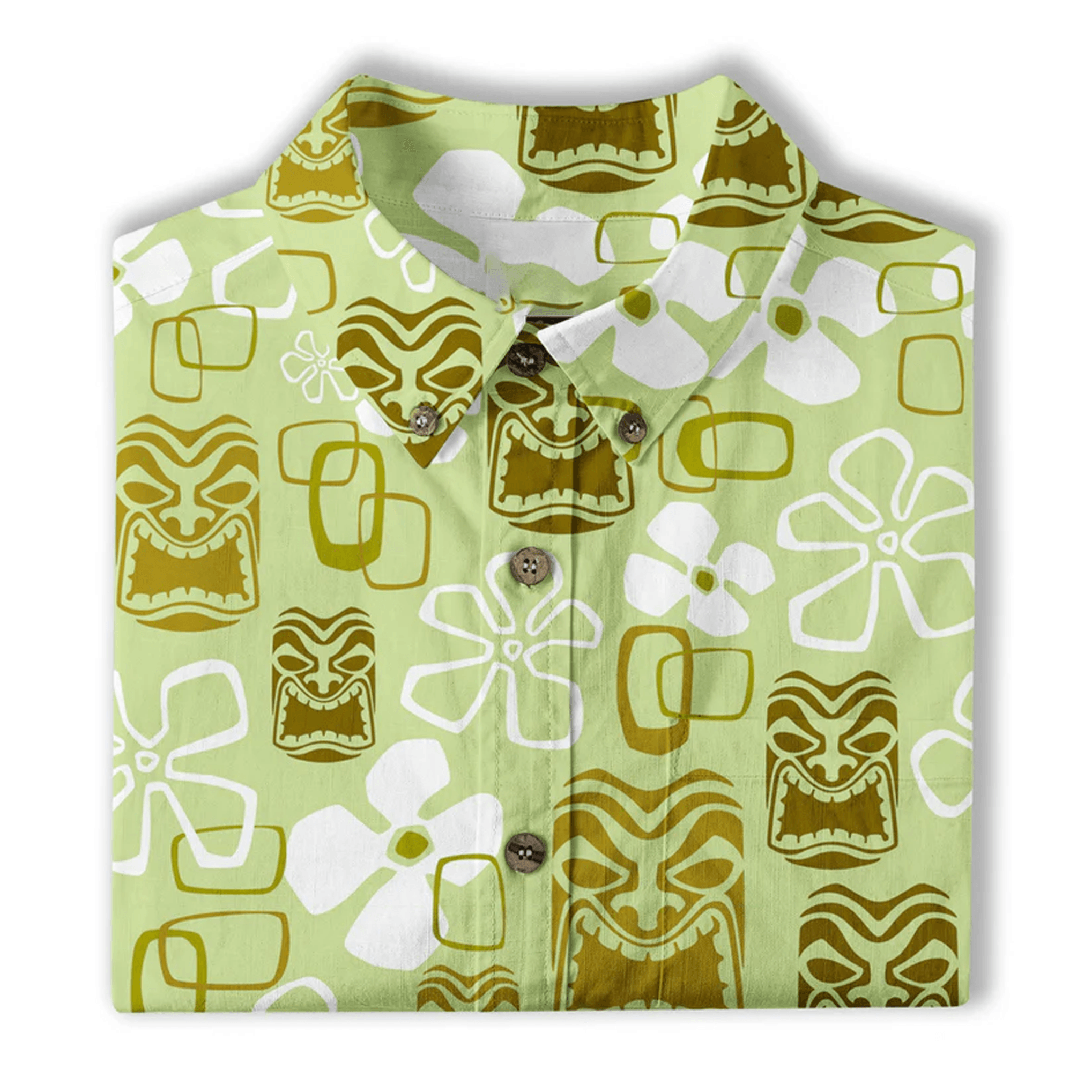 Exotic Tiki Hawaiian Shirt  Hibiscus Aloha Shirt for Men Tropical Beach Button Down