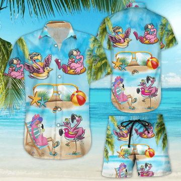 Pink Flamingo Cocktail Hawaiian Shirt  Tropical Aloha Button Down Summer Beach Party Outfit That Gets Compliments