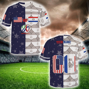 Custom Name USA vs South American Football Jersey, Split Mesh Shirt