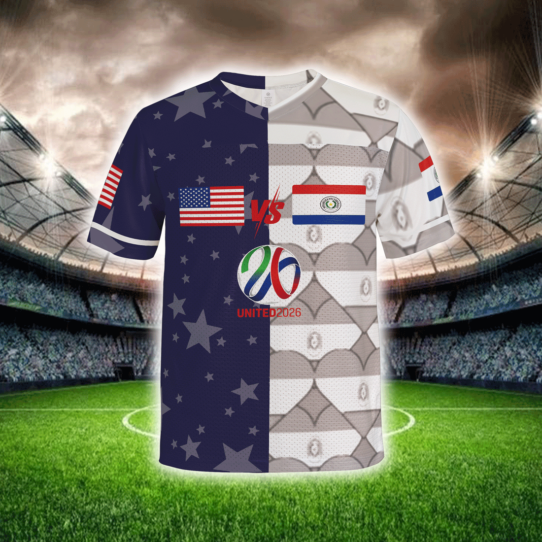 Custom Name USA vs South American Football Jersey, Split Mesh Shirt