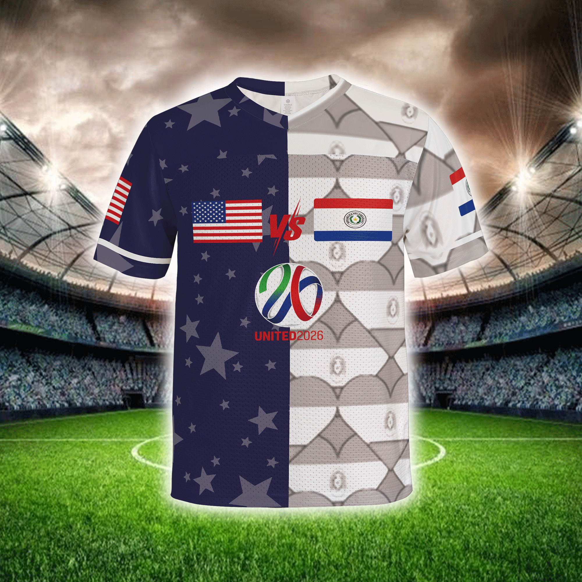 Custom Name USA vs South American Football Jersey, Split Mesh Shirt