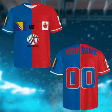 World Tournament 2026 Split Football Jersey, Blue Red Mesh Shirt, Custom Name Number, International Fan Gear