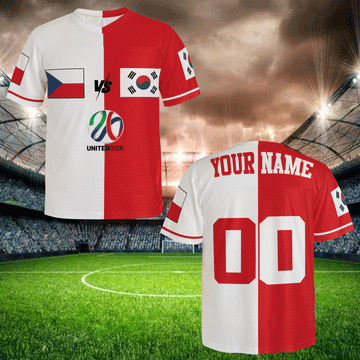 World Tournament 2026 Split Football Jersey, Red White Mesh Shirt, Custom Name Number, International Soccer Fan Gear