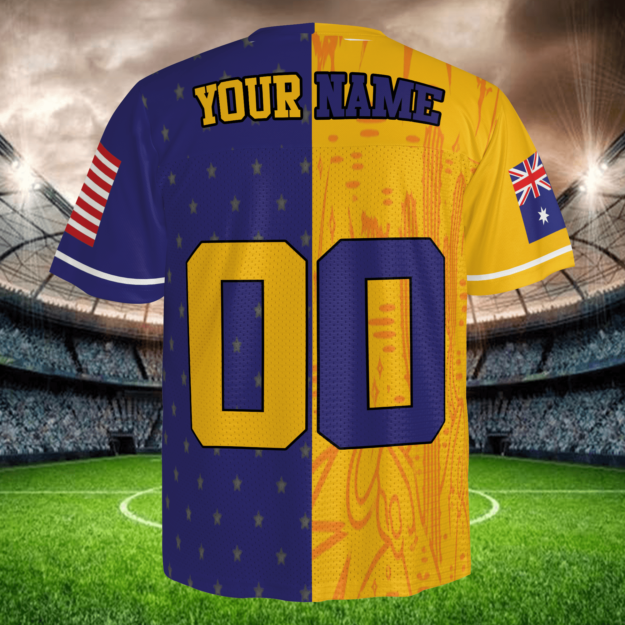 Stand Out Blue Yellow Jersey, Custom Name Number, Unique Split Soccer Shirt