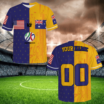 Stand Out Blue Yellow Jersey, Custom Name Number, Unique Split Soccer Shirt