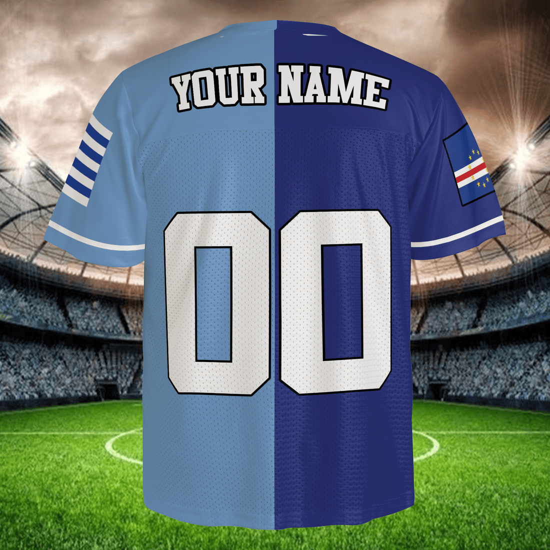 Two Tone Blue Football Jersey, Custom Name Number Apparel