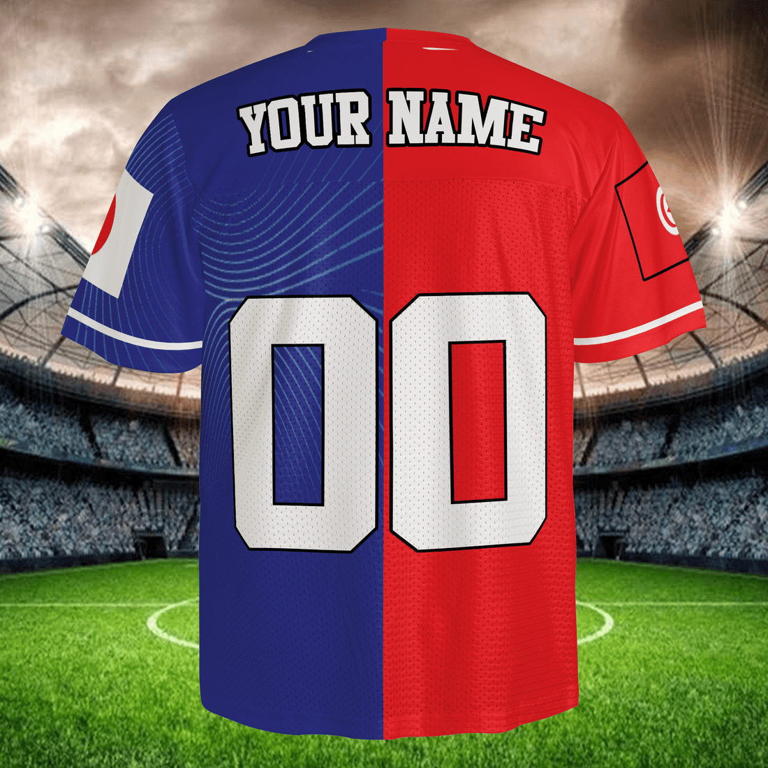 Custom Blue Red Soccer Jersey, Personalized Name Number Fan Shirt