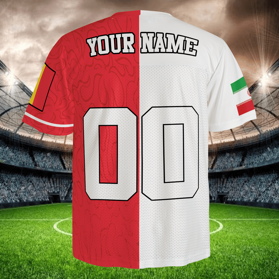 Two Tone Soccer Jersey Red White, Custom Name Number, International Fan Shirt