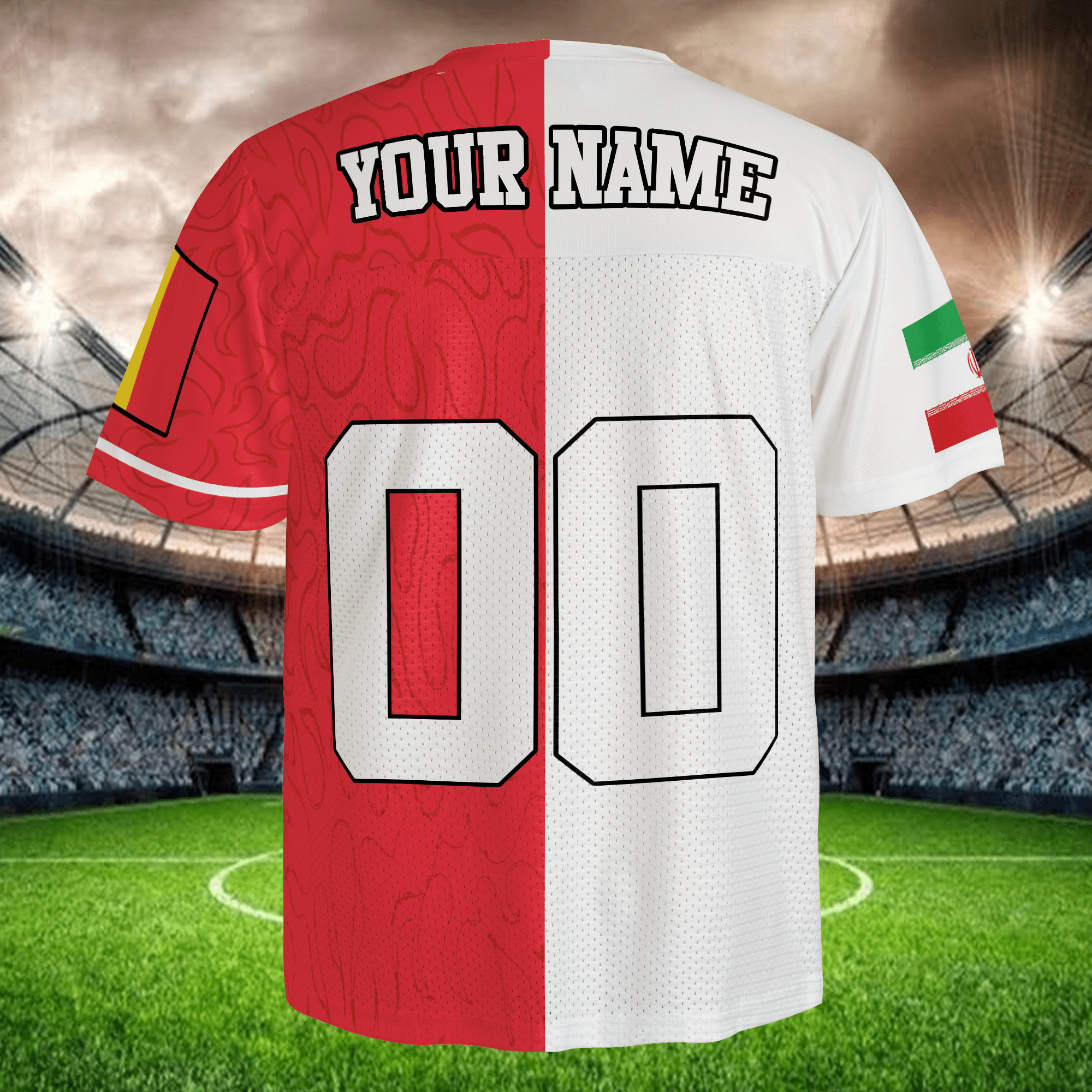 Two Tone Soccer Jersey Red White, Custom Name Number, International Fan Shirt