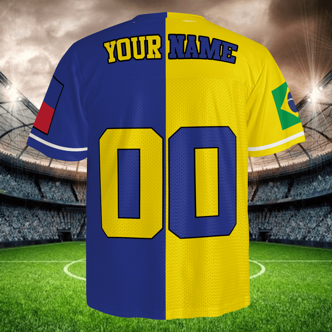 Custom Blue Yellow Soccer Jersey, Split Color Football Shirt with Name Number, International Fan Style