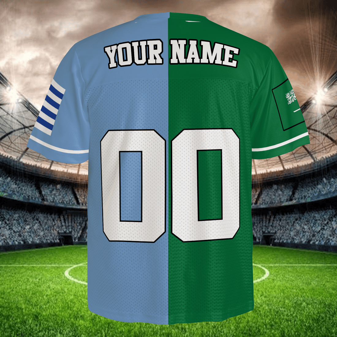 Blue Green Soccer Jersey, Personalized Name Number Shirt