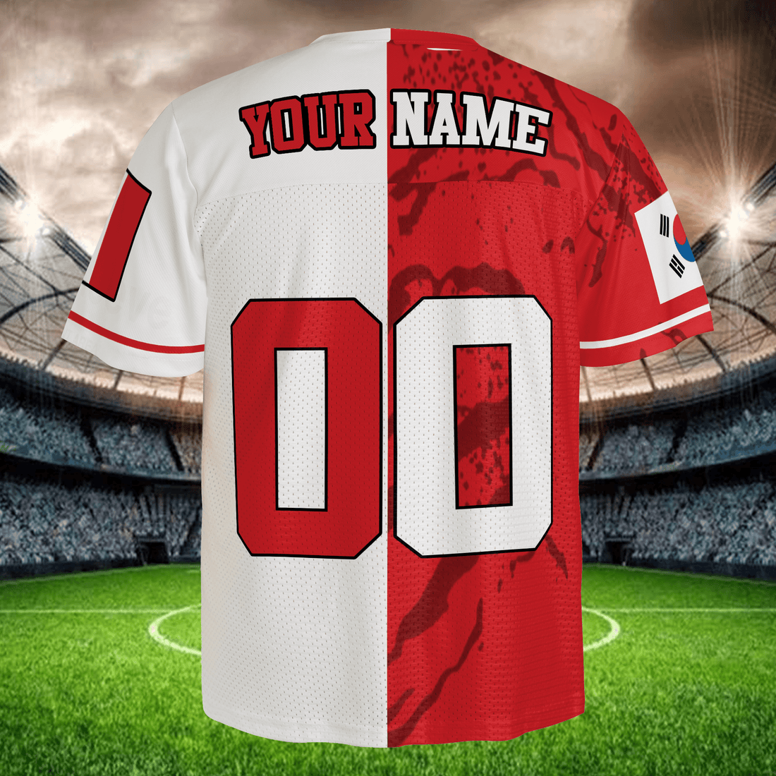 Half Red Half White Soccer Jersey, Unique Pattern Football Shirt, Custom Name Number